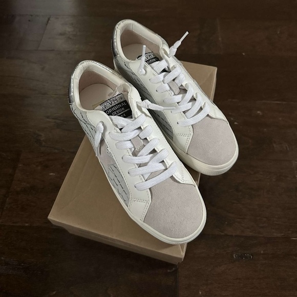 Vintage Havana-Edge Croc Embossed Leather Sneakers-size 7.5 Gray/white-Brand New - Picture 5 of 13